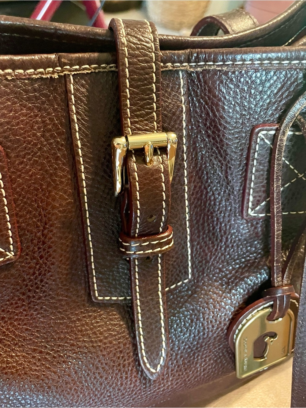 Dooney and Bourke, large Italian pebbled leather shoulder bag. NWOT - Picture 6 of 12